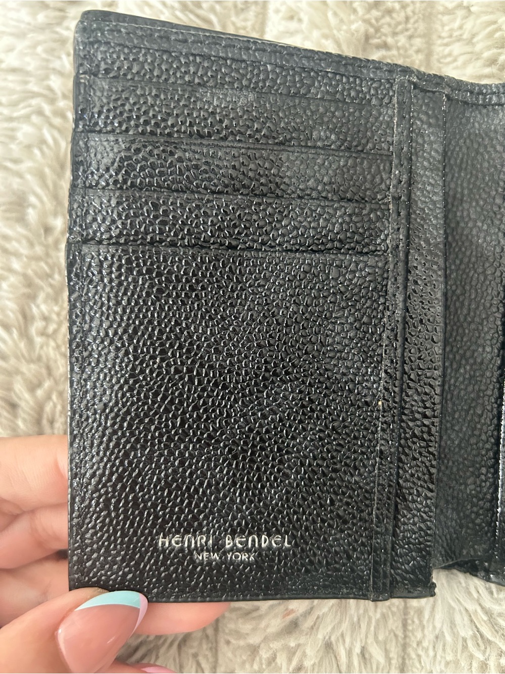 Henri Bendel Gotham Petrol Tri Gold Wallet - RARE - retired - Picture 4 of 9